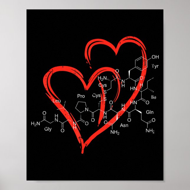Poster Oxytocin Molecules Heart Love Valentines Day Scien (Frente)