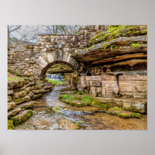 Poster Ozarks Waterfall Sob Ponte