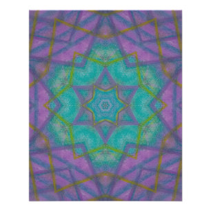 Pôster P36C Colorido Abstrato Estrela Mandala Único