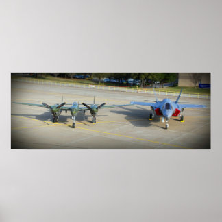 Pôster P-38 Lightning e F-35 Lightning II
