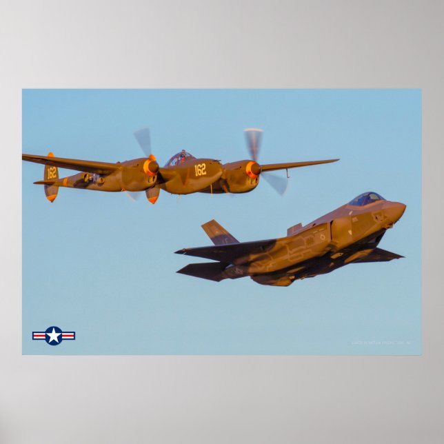 Poster P-38 LIGHTNING e F-35A LIGHTNING II (Frente)