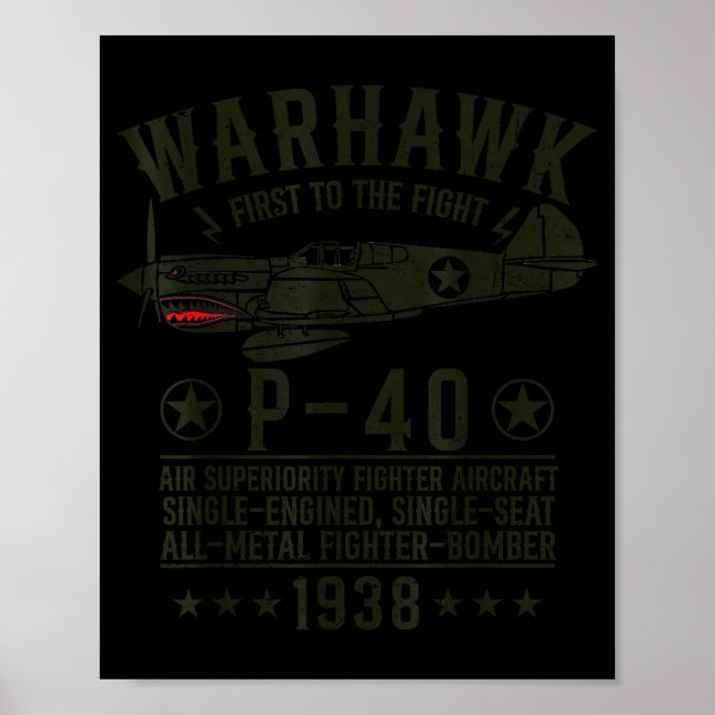 Poster P-40 Warhawk Ww2 Fighter Aircraft First To The Fig (Frente)