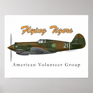 Pôster P-40B_AVG "Tigres Voadores"