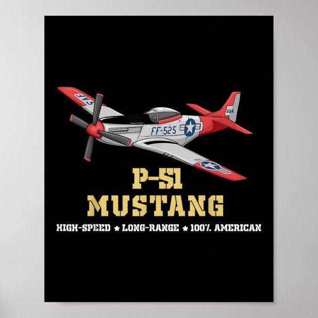 Poster P-51 Bombardeiro Da Primeira Guerra Mundial De Mus (Frente)