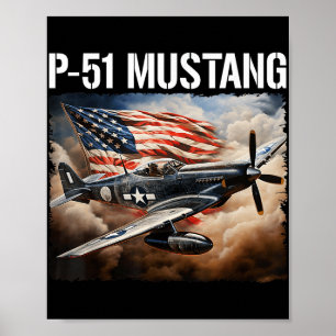 Poster P-51 Mostang American Ww2 Fighter Airplane P-51 Mu
