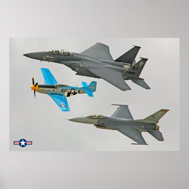 Poster P-51D, F-16C e F-15E (Frente)