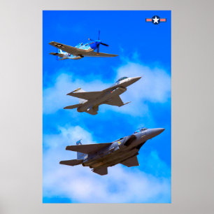 Poster P-51D, F-16C e F-15E