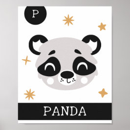 Poster P de Panda, Berçário, Quarto, Arte para Parede Inf