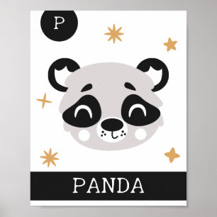 Poster P é para Panda, Berçário, Quarto, Arte para Parede
