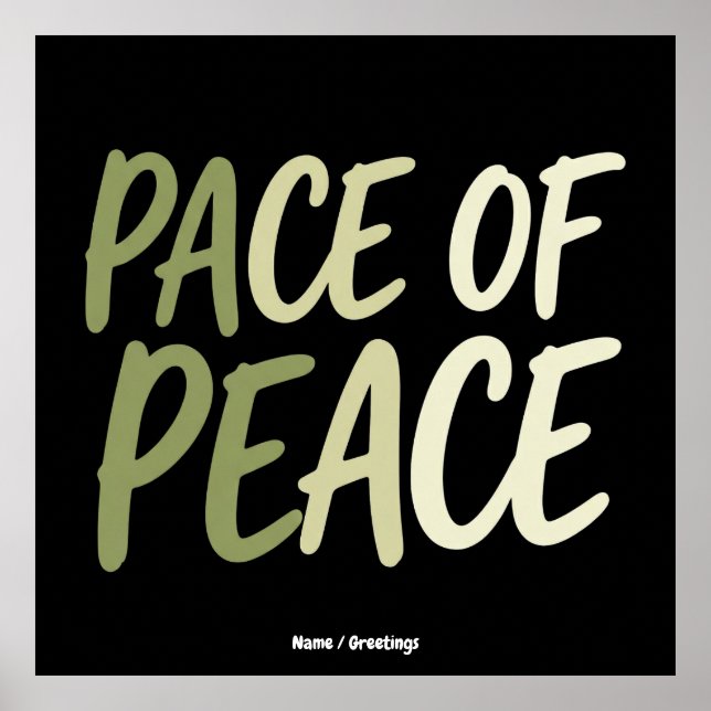 Poster Pace of Peace Green Slow Living Mindfulness Mantra (Frente)
