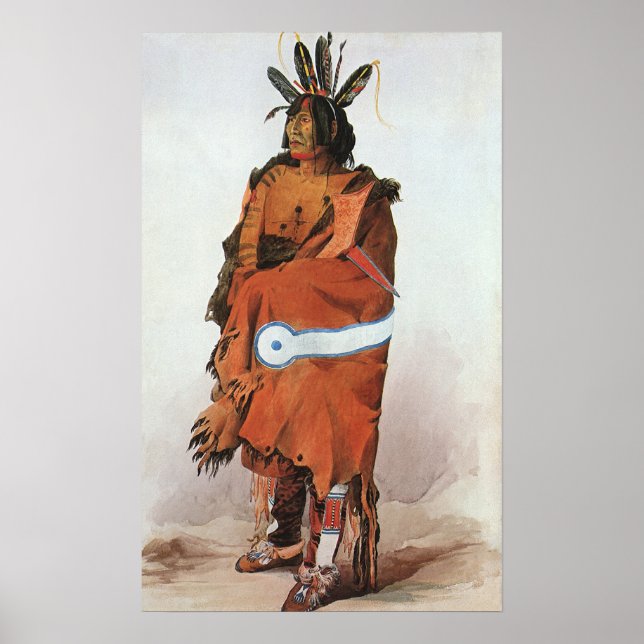 Poster Pachtuwa-Chta, Arikara Warrior Retrato de Bodmer (Frente)