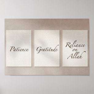 Poster Paciência, Gratidão, Confiança (Conjunto de 3 Peça