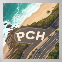 Poster Pacific Coast Highway Aerial Travel Art