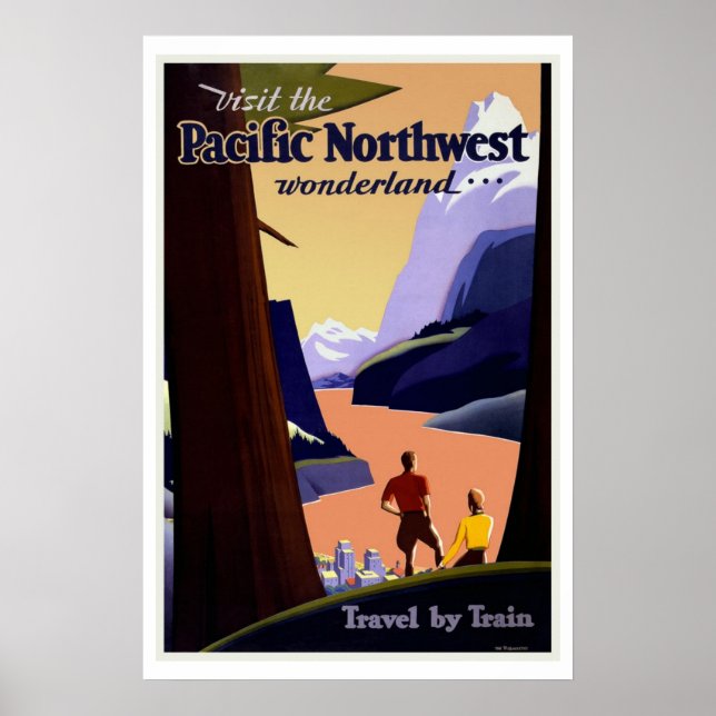 Pôster Pacific Northwest Wonderland US Vintage Travel (Frente)