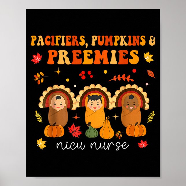 Poster Pacifiers Pumpkins Preemies Nicu Nurse Gift  (Frente)