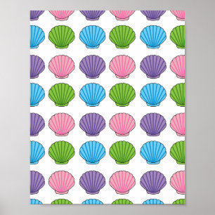 Poster Pacote de Seashell Colorido de Pastel