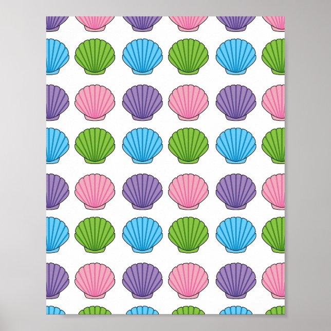 Poster Pacote de Seashell Colorido de Pastel (Frente)