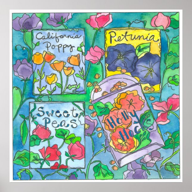 Pôster Pacotes de Semente de Flor de Água (Frente)