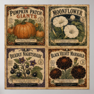 Poster Pacotes de Sementes de Halloween Vintage