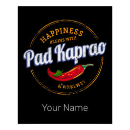 Pôster Pad Kaprao Chili Street Comida Vintage Tailândia