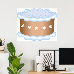 Poster Padaria de Bolo Azul Glasé Sobremesa