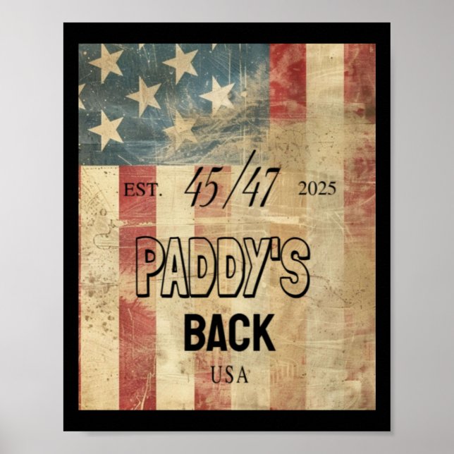Poster Paddy's Back Engraçado Trump2 (Frente)