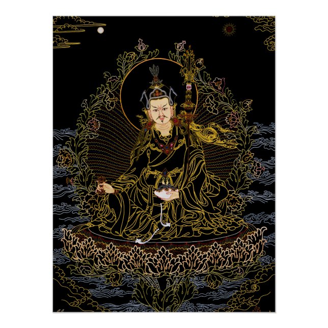 Pôster Padmasambhava Guru Rinpoche Budista Thangka (Frente)