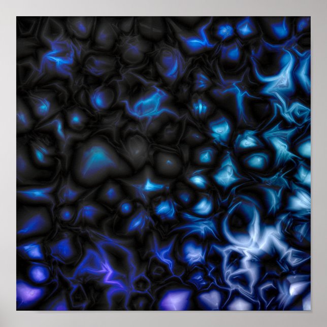 Poster Padrão Abstrato Azul e Preto (Frente)