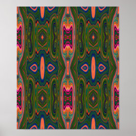 Poster Padrão Abstrato azul, verde e laranja retrô