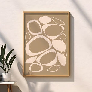 Poster Padrão Abstrato Bege Creme Moderno e Elegante