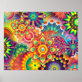 Poster Padrão Abstrato Boêmio Funky Retro