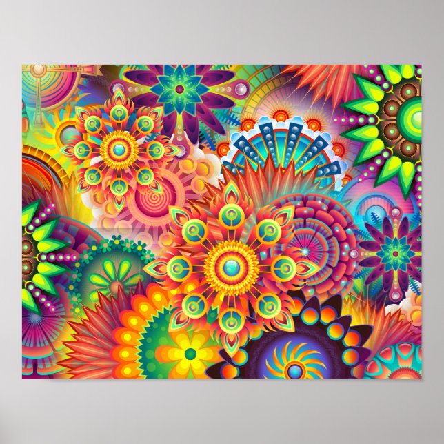 Poster Padrão Abstrato Boêmio Funky Retro (Frente)