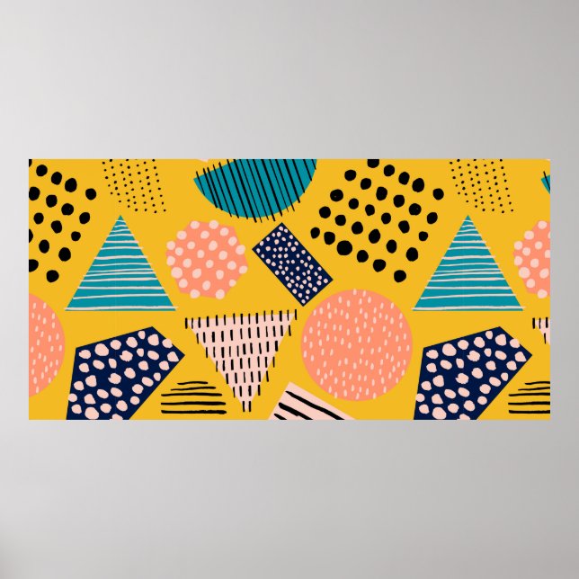 Poster Padrão abstrato contínuo com diferentes formas e (Frente)