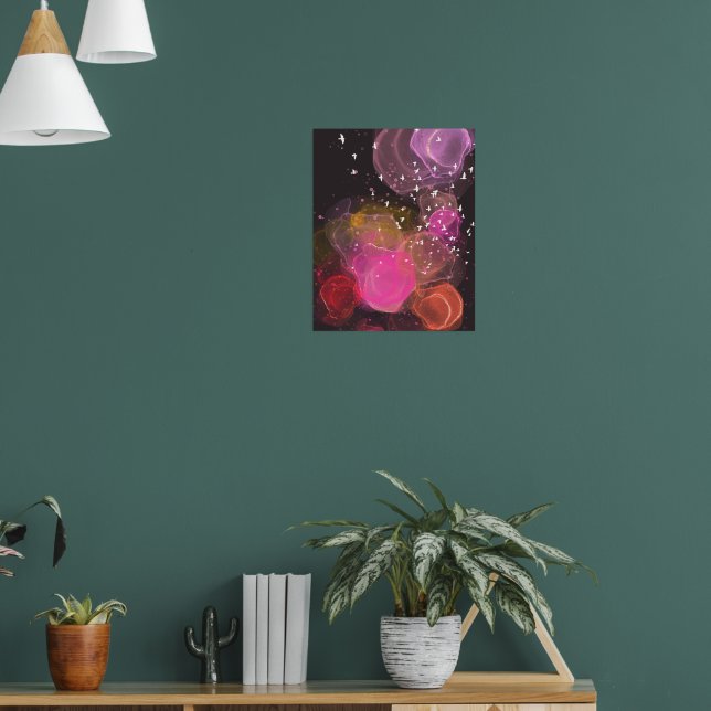 Poster padrão abstrato de aves coloridas (Sala de Estar 1)