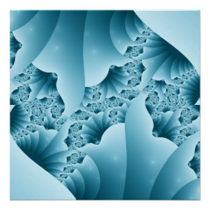 Pôster Padrão Abstrato de Cristal de Gelo Azul Oceânico F