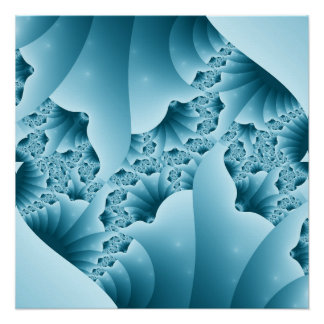 Pôster Padrão Abstrato de Cristal de Gelo Azul Oceânico F