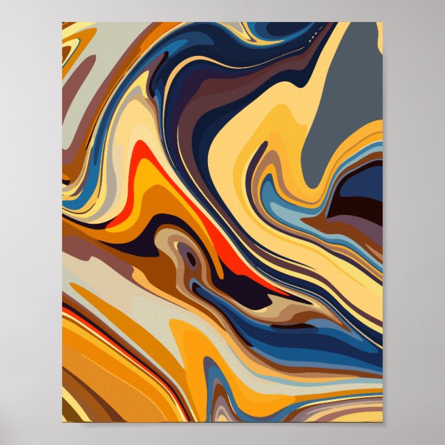 Poster Padrão Abstrato de Fluxo Quente e Frio (Frente)