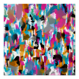 Pôster Padrão Abstrato de Folhas Brilhantes