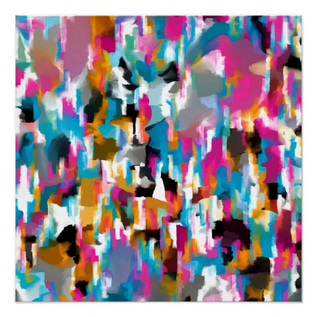 Pôster Padrão Abstrato de Folhas Brilhantes (Frente)