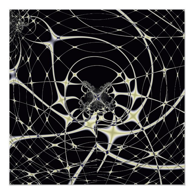 Pôster Padrão Abstrato de Teia de Aranha Gótica a Ouro (Frente)