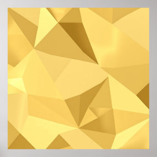 Poster Padrão Abstrato Geométrico Dourado