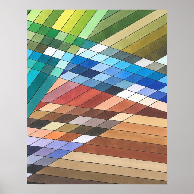 Poster Padrão Abstrato Geométrico Pintado à Mão (Frente)