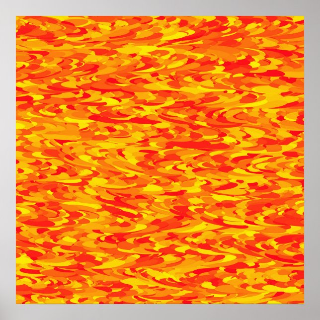 Poster Padrão Abstrato Laranja Vermelho Amarelo (Frente)