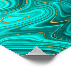 Poster Padrão Abstrato Luxuoso Turquesa Brilhante Glam