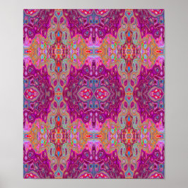 Poster Padrão abstrato Magenta Rosa, Azul e Vermelho do G