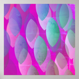 Poster Padrão Abstrato Moderno Magenta Rosa Teal