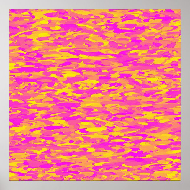 Poster Padrão Abstrato Rosa Amarelo Laranja (Frente)