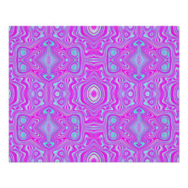 Pôster Padrão Abstrato Rosa Quente e Azul Água Trippy