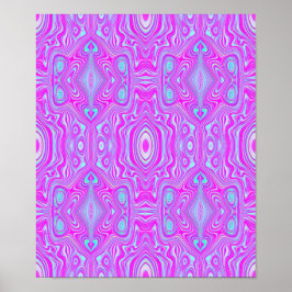 Poster Padrão Abstrato Rosa Quente e Azul Água Trippy