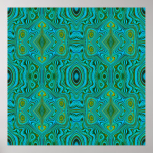 Poster Padrão Abstrato Turquesa Chartreuse Retro Alucinan